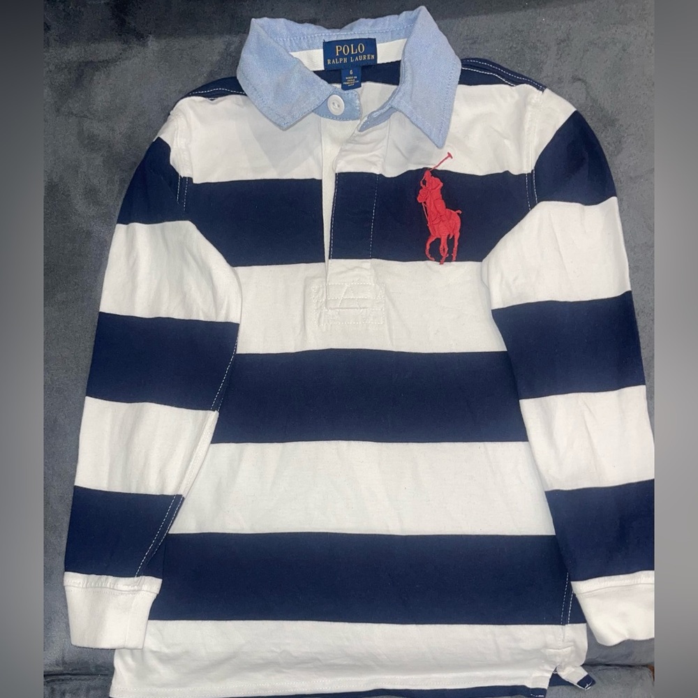 Polo Size 6 Boys Striped Cotton Jersey Rugby Shirt